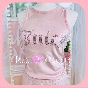 💗💋2pc {Juicy Couture} Beautiful Blush Pink Velour Bling Tank+Shorts | PJ Set!
